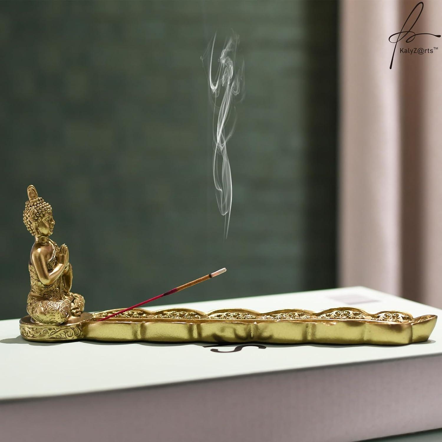 Estatua de Buda Dorado con Quemador de Incienso Kaly Arts