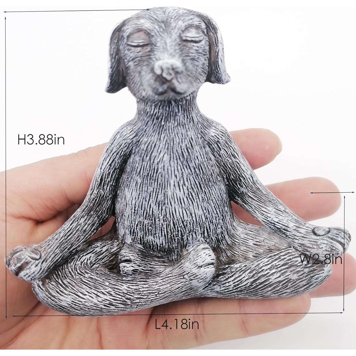 Estatua de Perro de Meditación Zen en Resina Gris 12cm