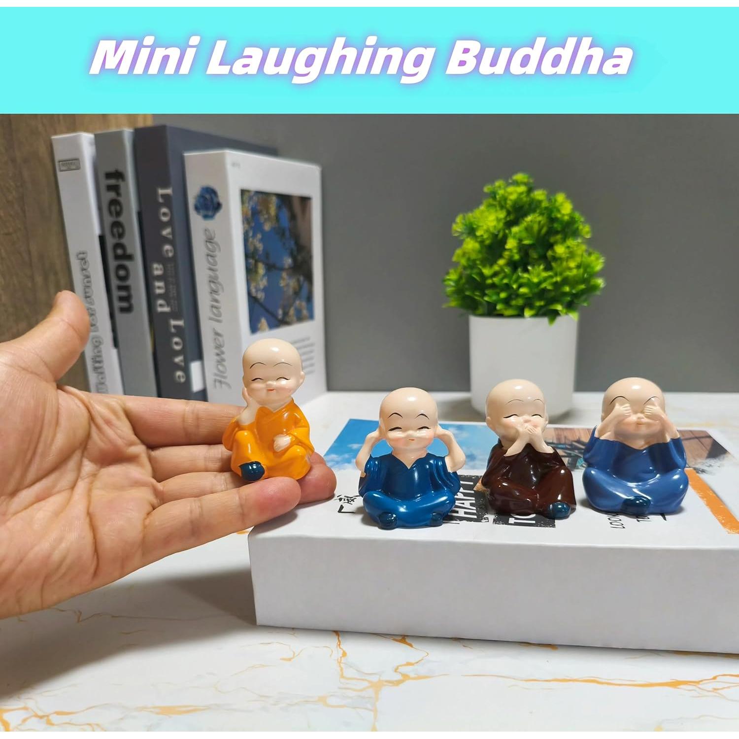 Estatua de Buda Riendo Miniatura LWDUDE 4.3 cm para Feng Shui