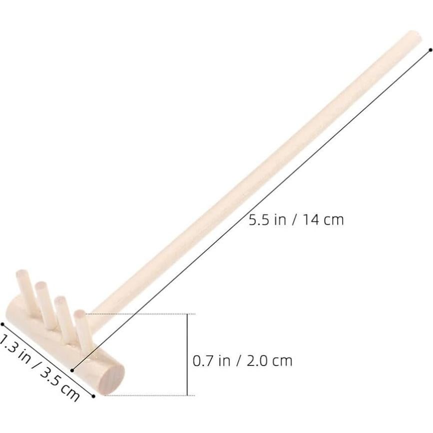 20 Mini Rastrillos de Bambú TOPPERFUN para Jardín Zen
