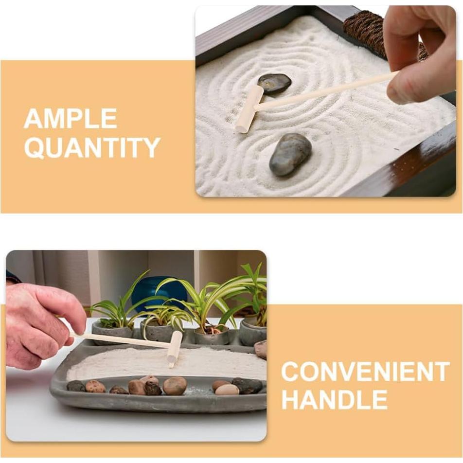 20 Mini Rastrillos de Bambú TOPPERFUN para Jardín Zen