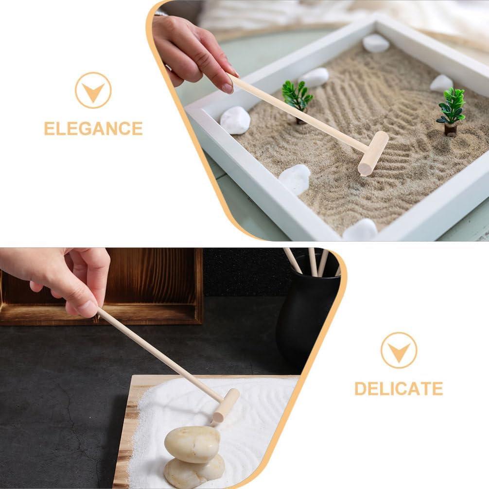 20 Mini Rastrillos de Bambú TOPPERFUN para Jardín Zen