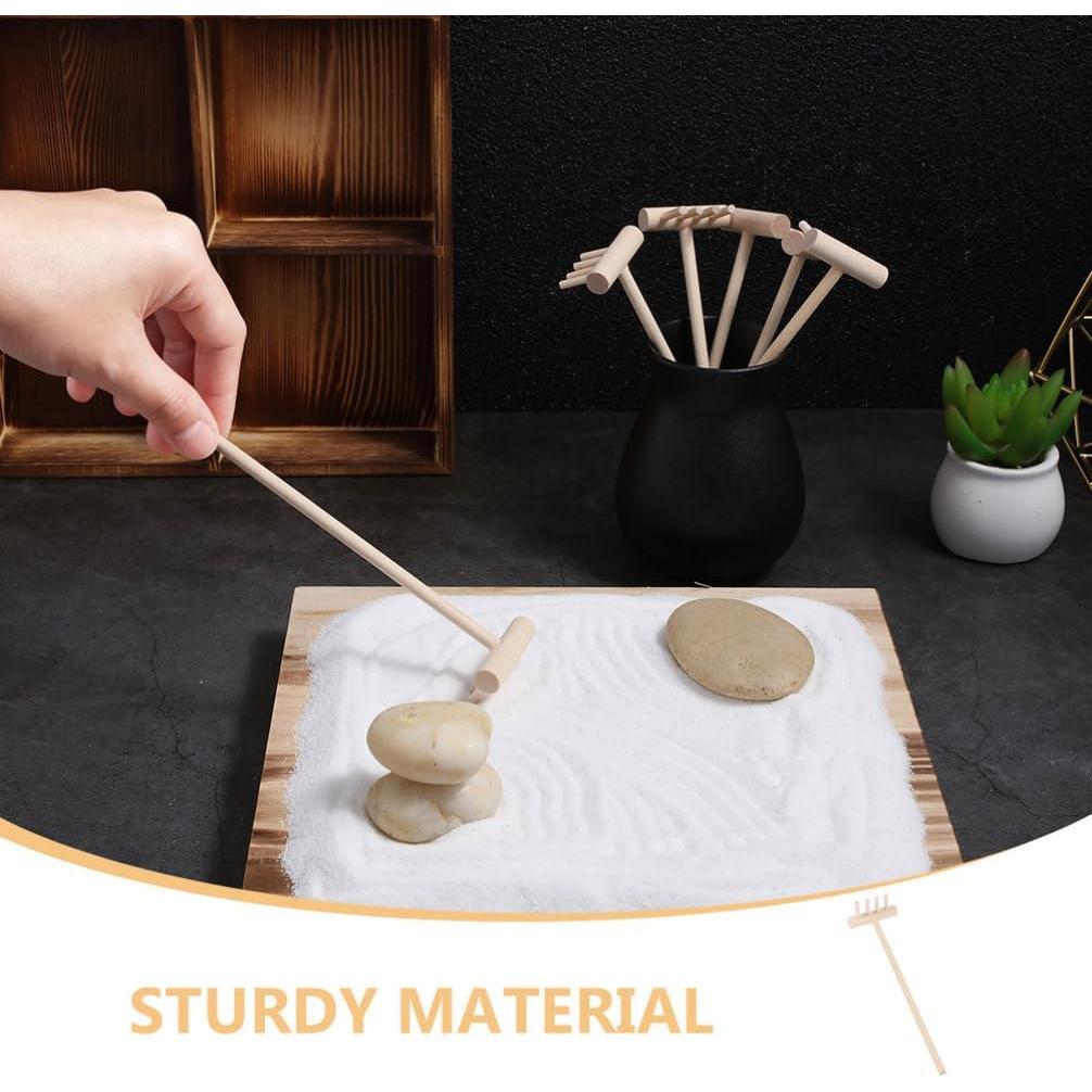 20 Mini Rastrillos de Bambú TOPPERFUN para Jardín Zen