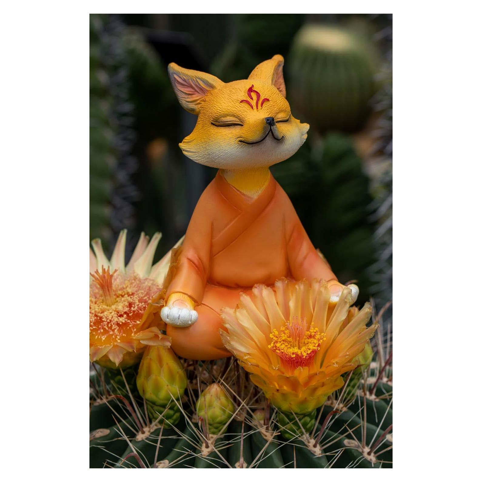 Estatua Zorro Zen Meditador Fuzrea 12 cm Decoración Hogar