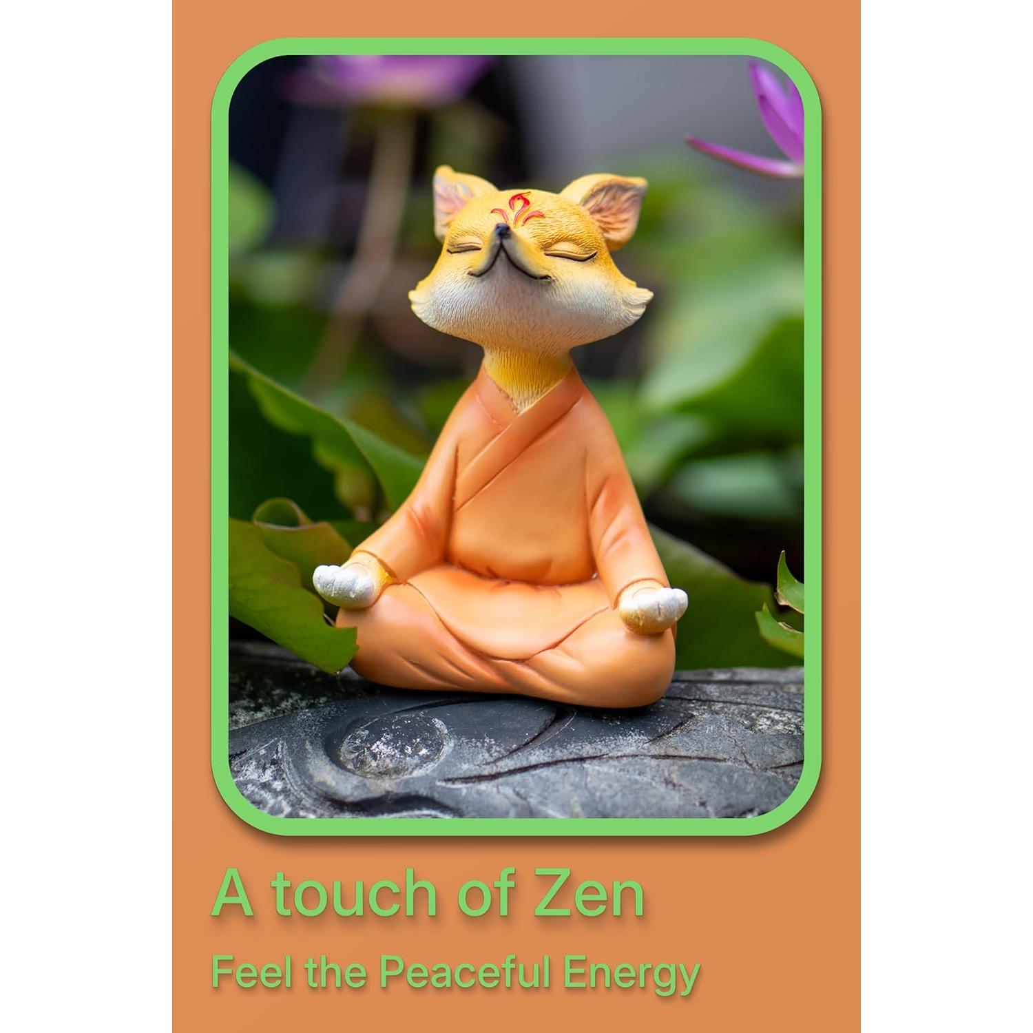 Estatua Zorro Zen Meditador Fuzrea 12 cm Decoración Hogar