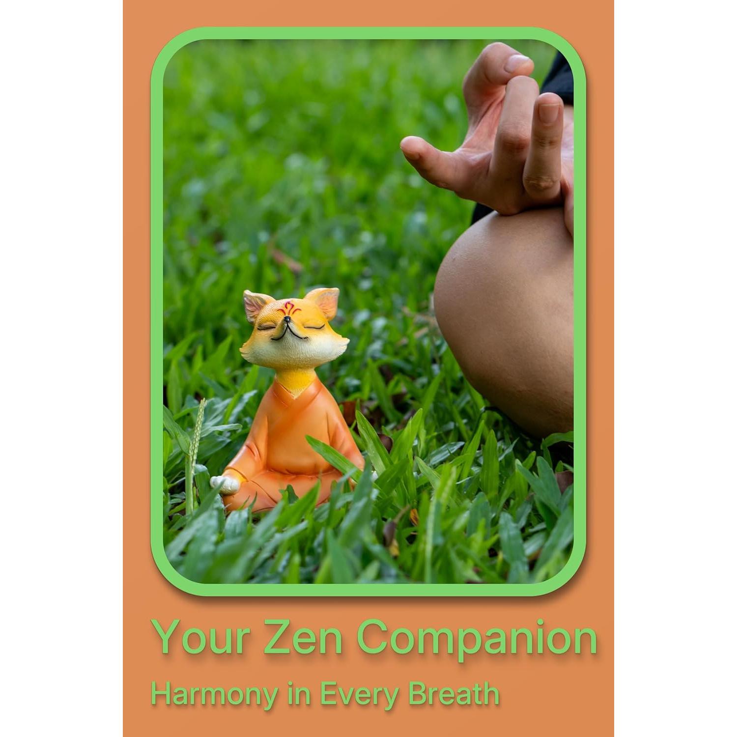 Estatua Zorro Zen Meditador Fuzrea 12 cm Decoración Hogar