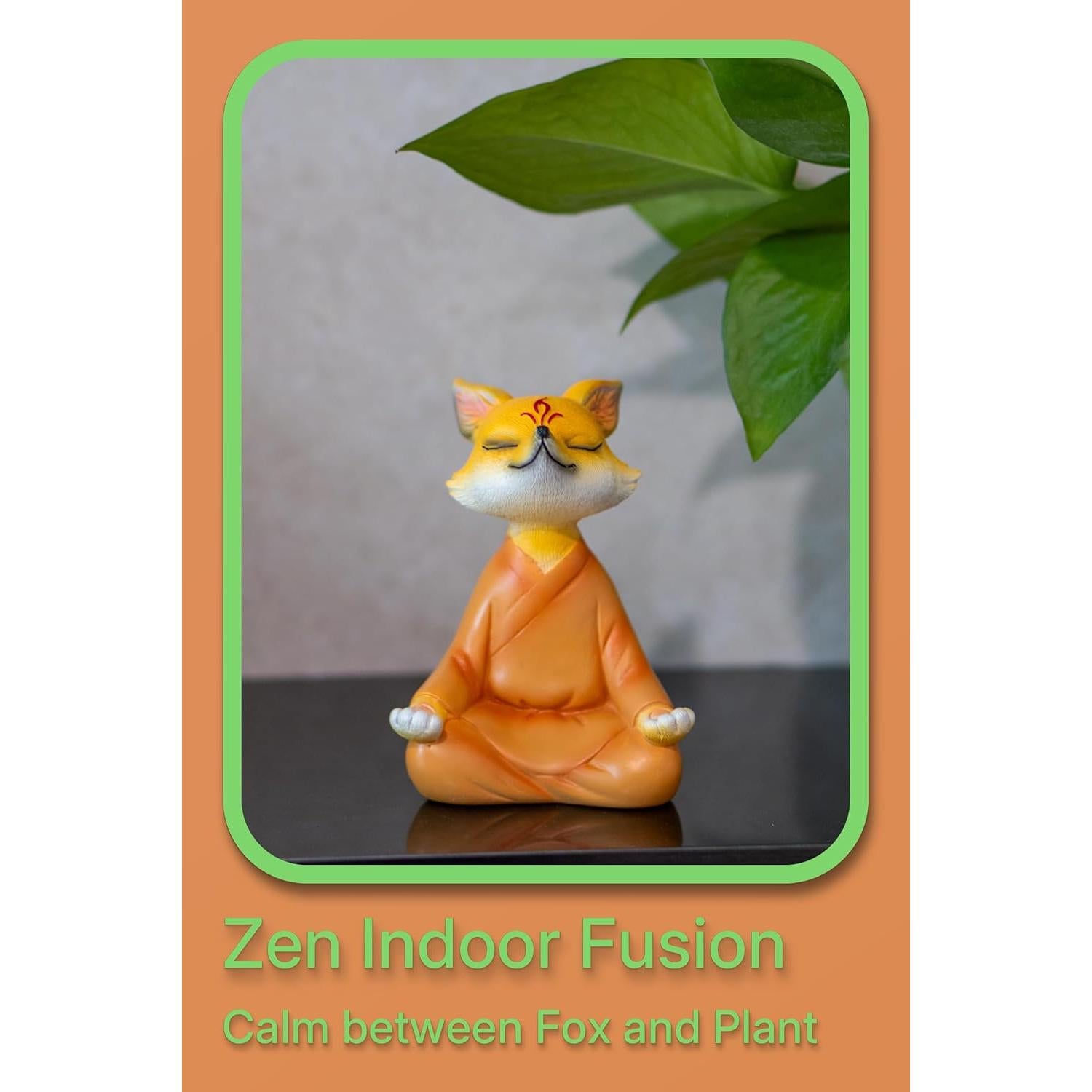 Estatua Zorro Zen Meditador Fuzrea 12 cm Decoración Hogar