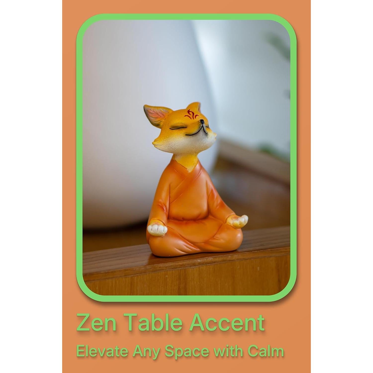 Estatua Zorro Zen Meditador Fuzrea 12 cm Decoración Hogar