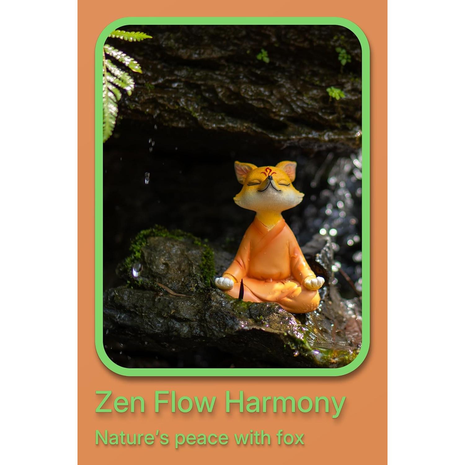 Estatua Zorro Zen Meditador Fuzrea 12 cm Decoración Hogar