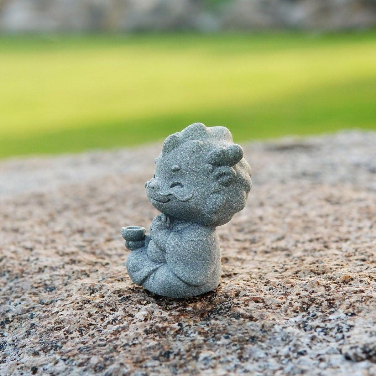 Figurita de Dragón Meditador Zen Kelankly 5.8cm Gris