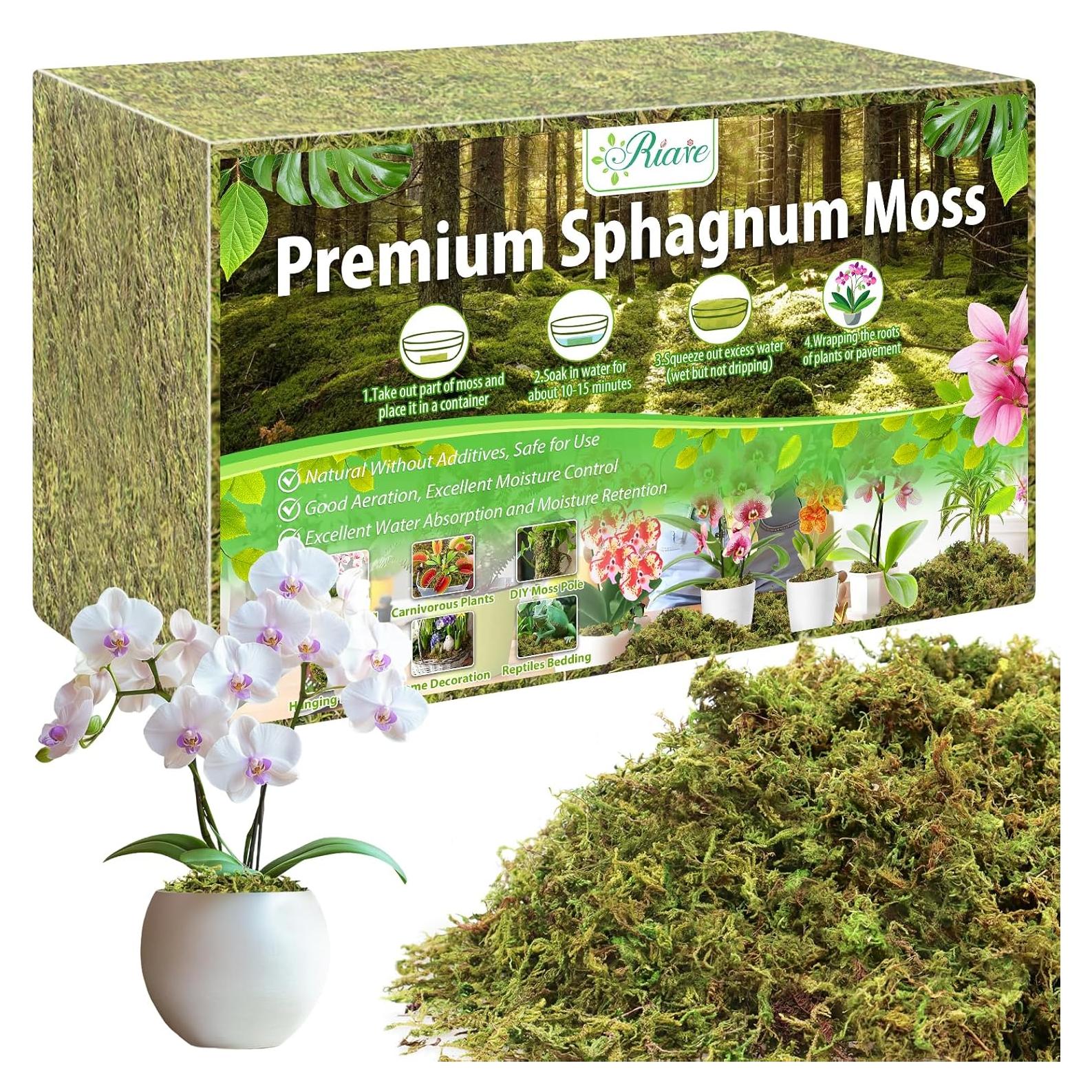 Musgo Sphagnum Natural Riare 4.4lbs para Plantas 80QT