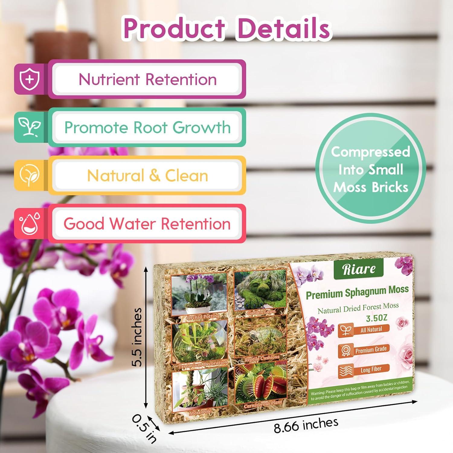 Musgo Sphagnum Premium Riare 100 g para Plantas y Terrarios