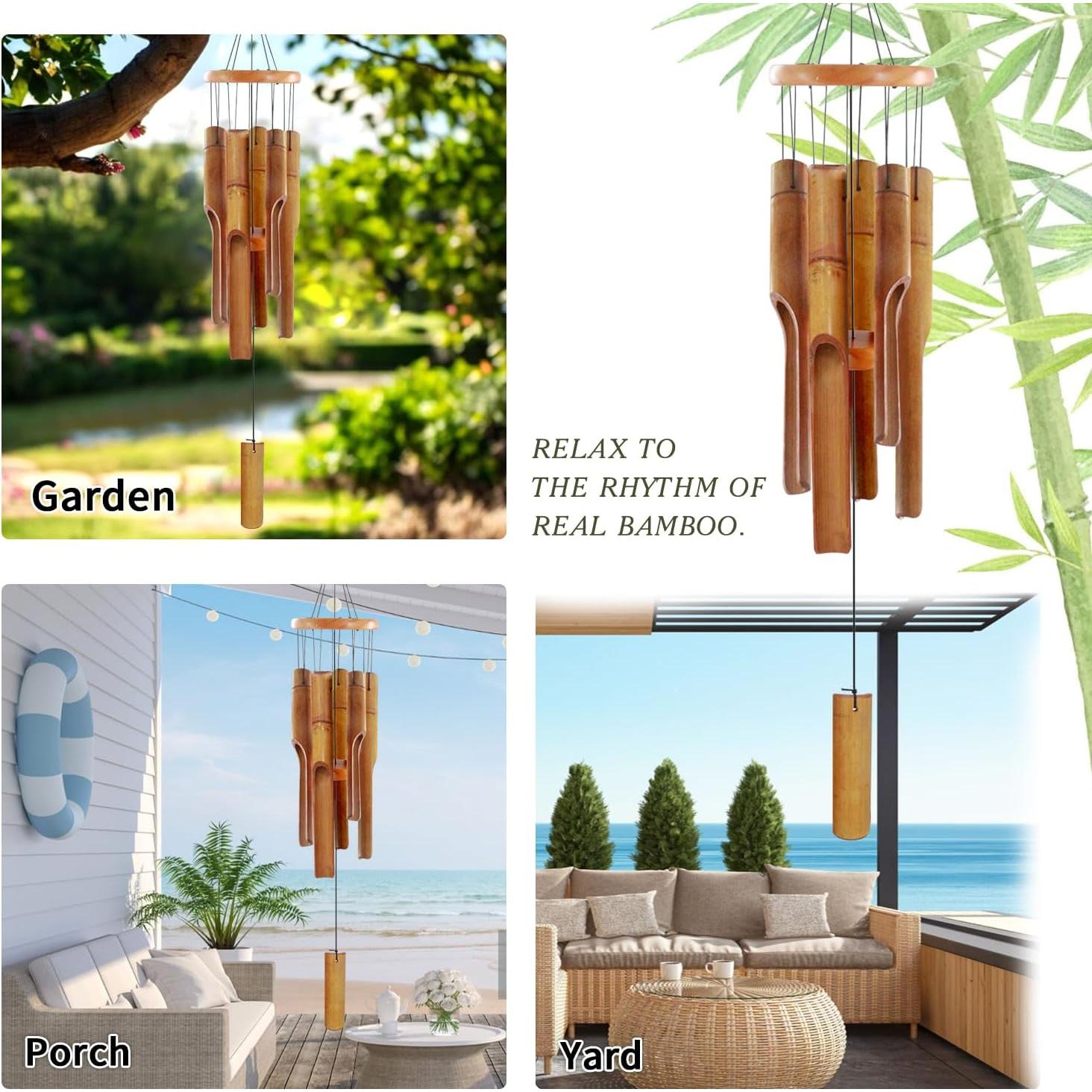 Campana de Viento de Bambú Astarin 81 cm Clásica para Exterior