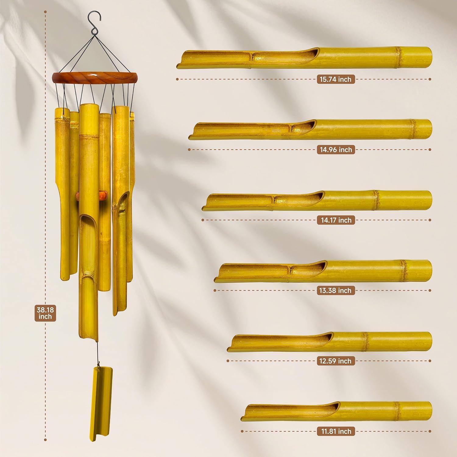 Campana de Viento de Bambú Nowpis 96.5 cm Amarillo Resistente