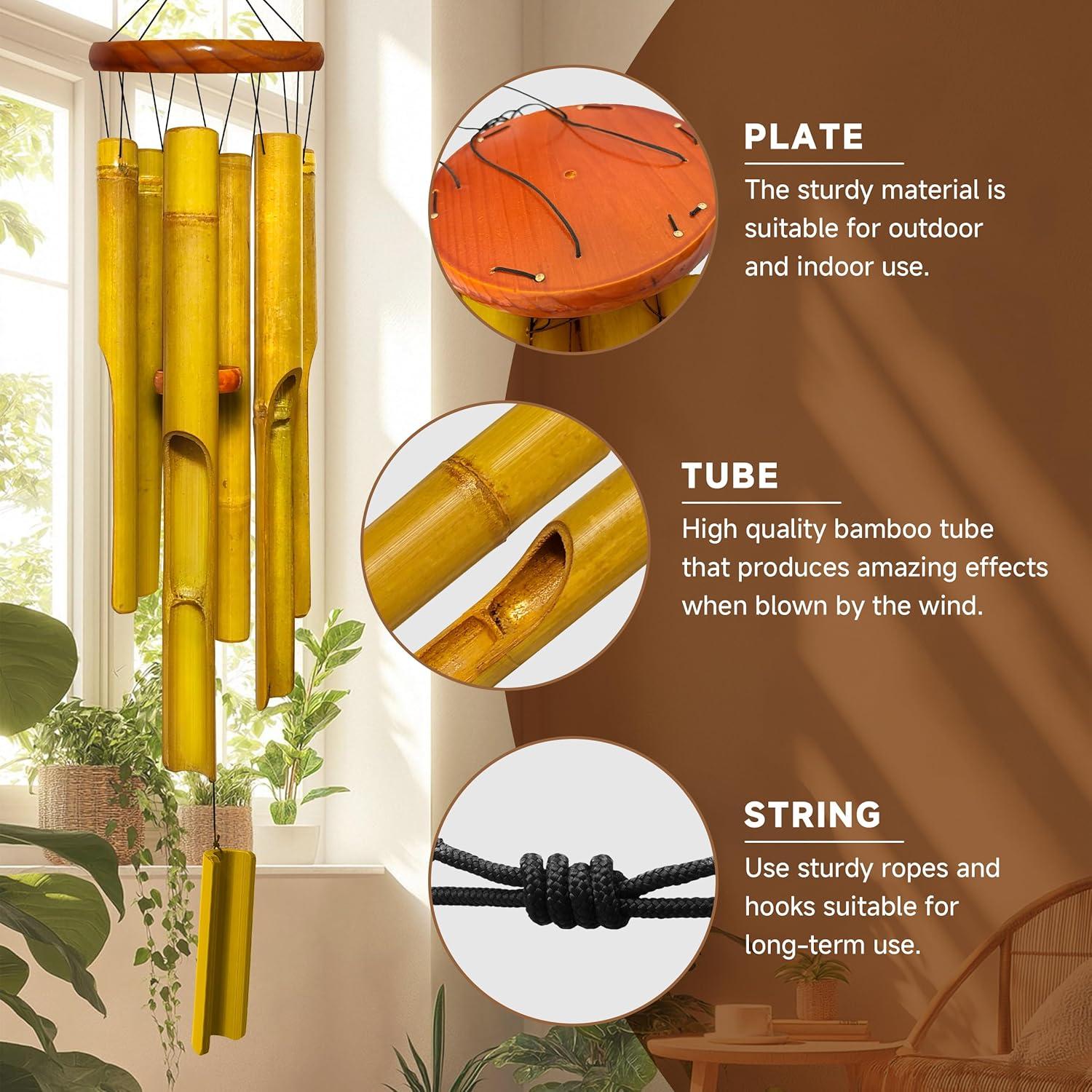 Campana de Viento de Bambú Nowpis 96.5 cm Amarillo Resistente