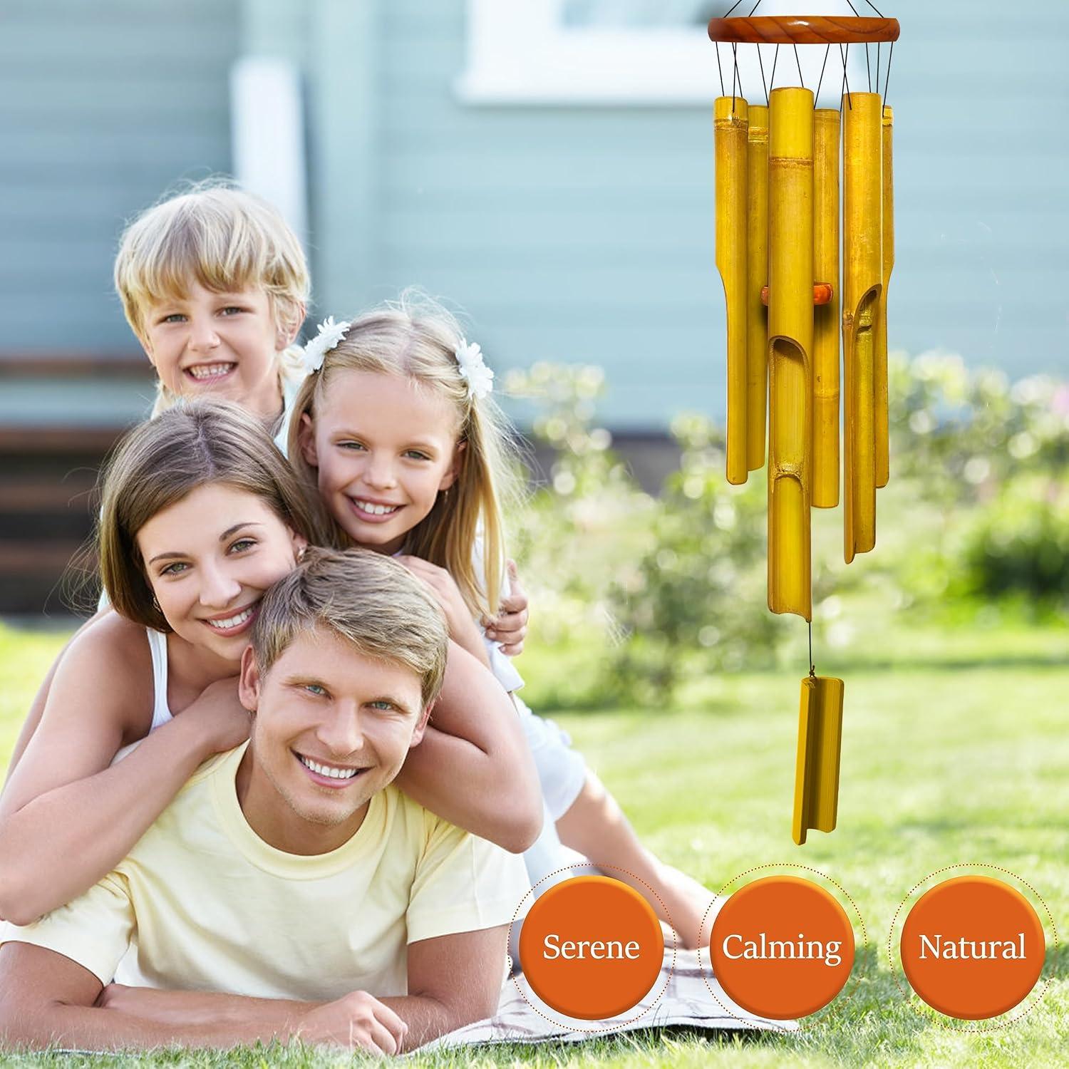 Campana de Viento de Bambú Nowpis 96.5 cm Amarillo Resistente