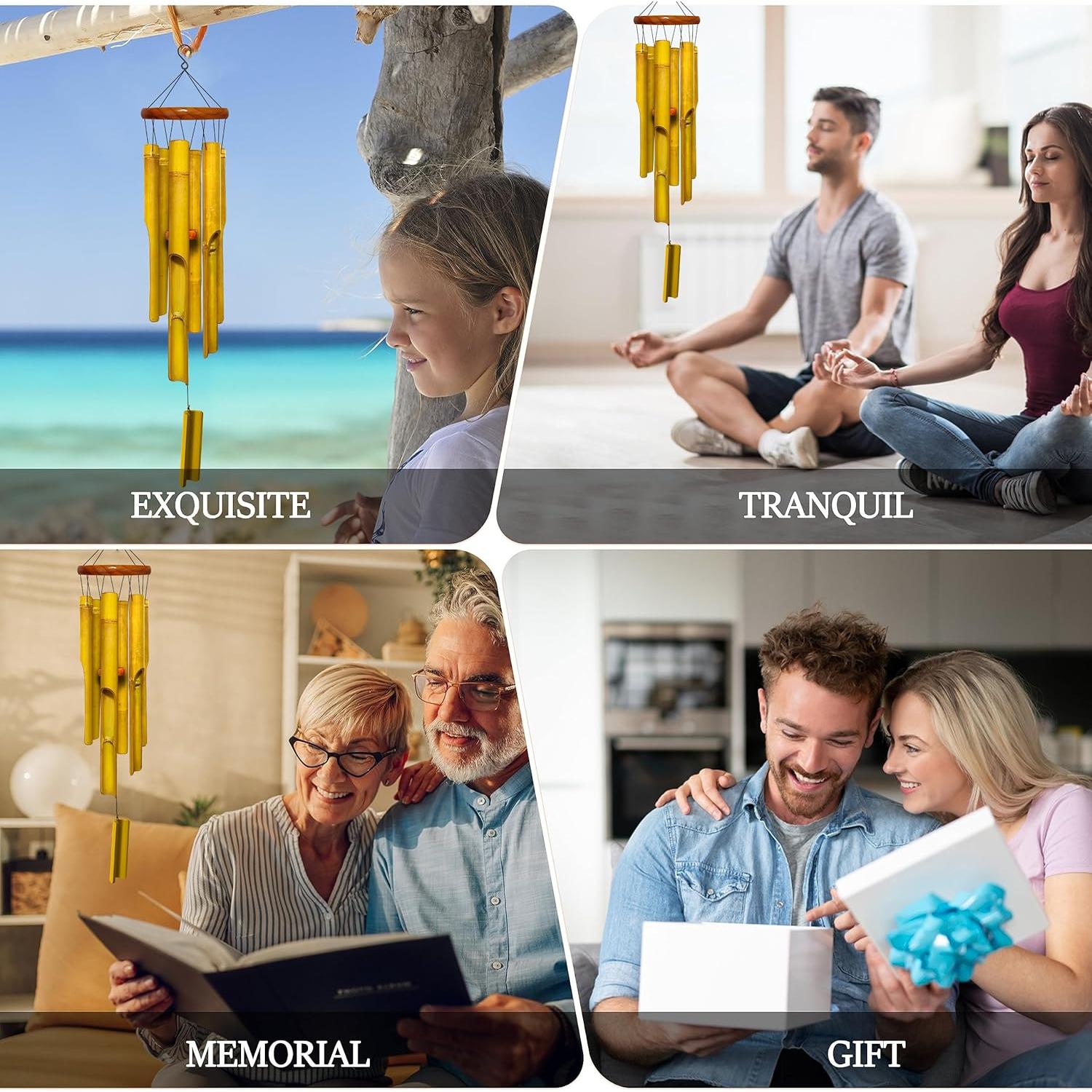 Campana de Viento de Bambú Nowpis 96.5 cm Amarillo Resistente