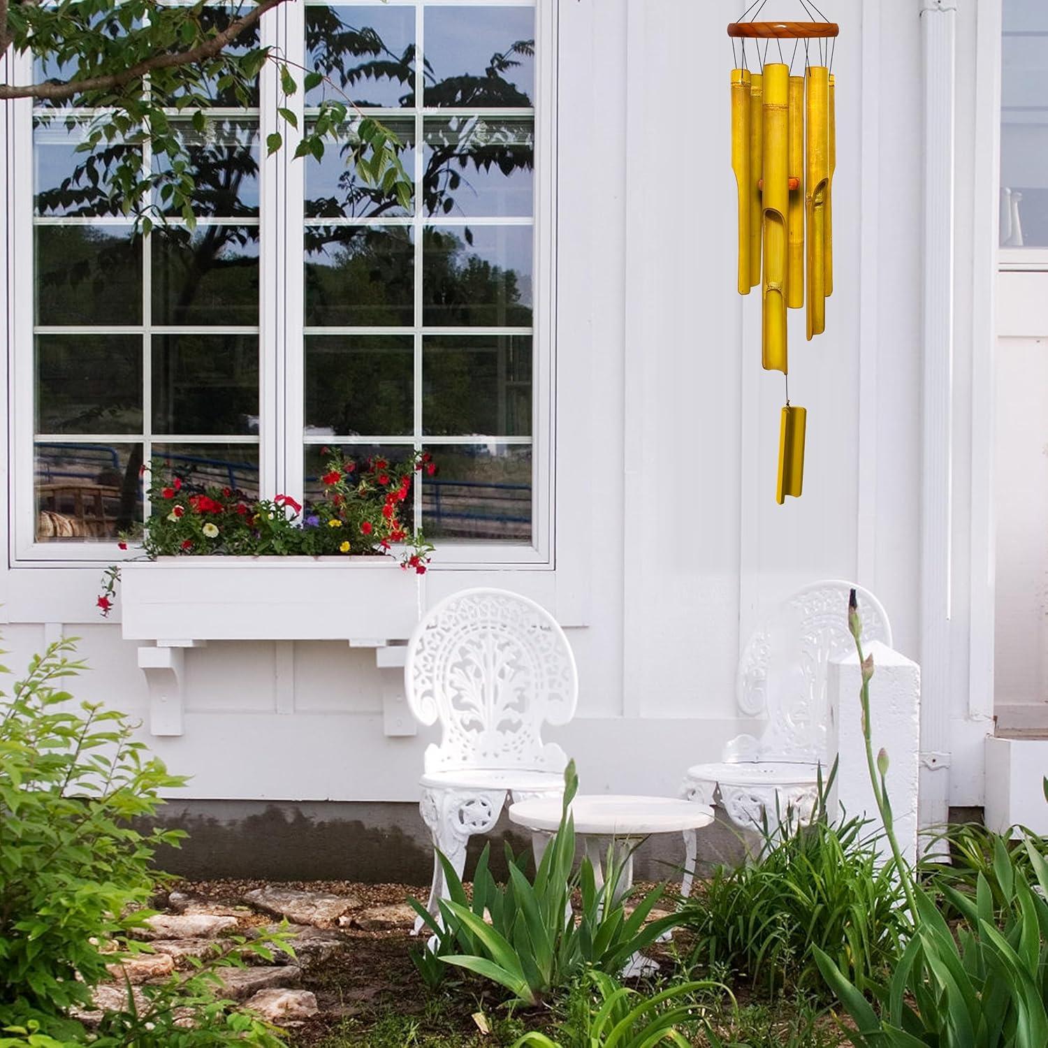 Campana de Viento de Bambú Nowpis 96.5 cm Amarillo Resistente