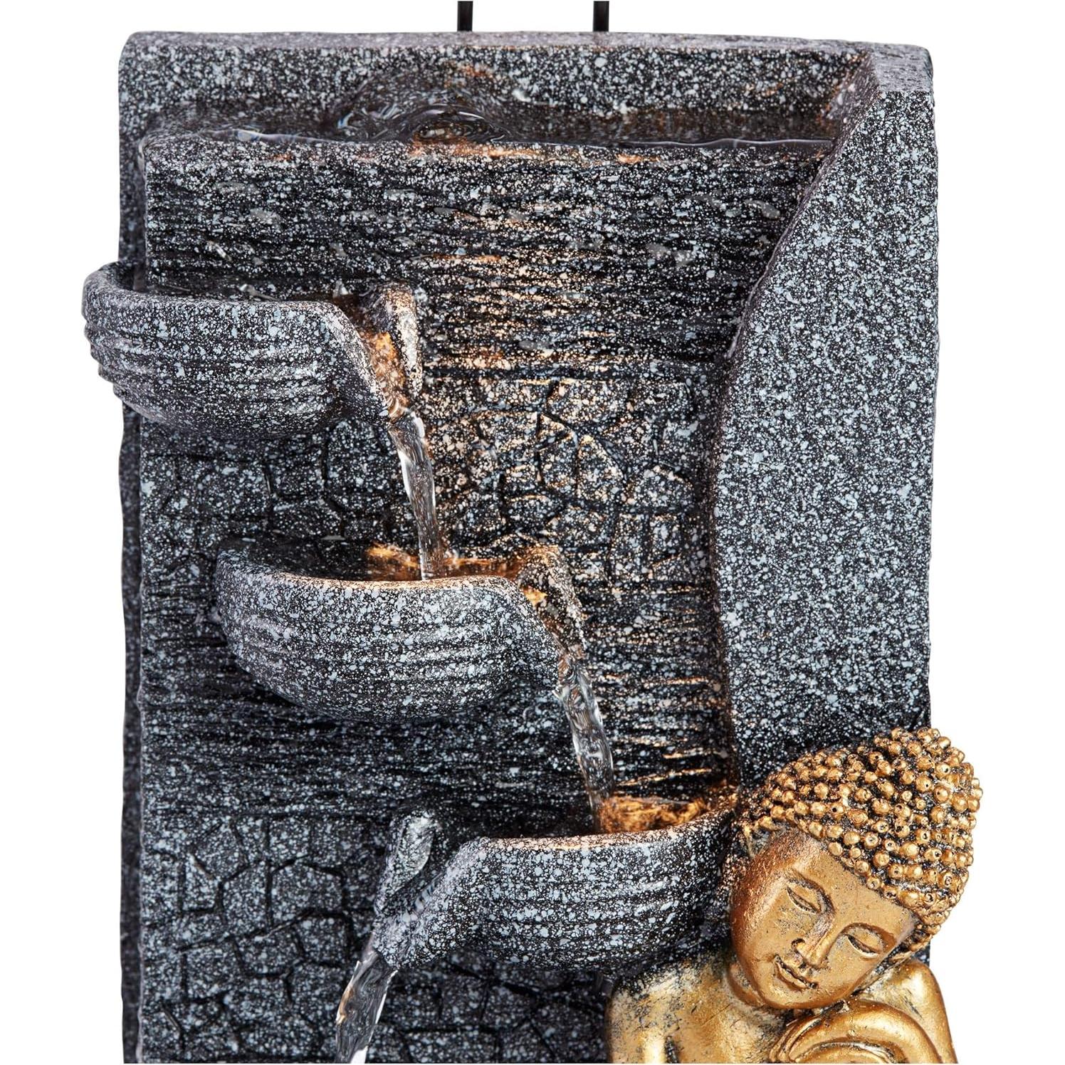 Fuente de Agua Buda Dorado 43 cm John Timberland LED