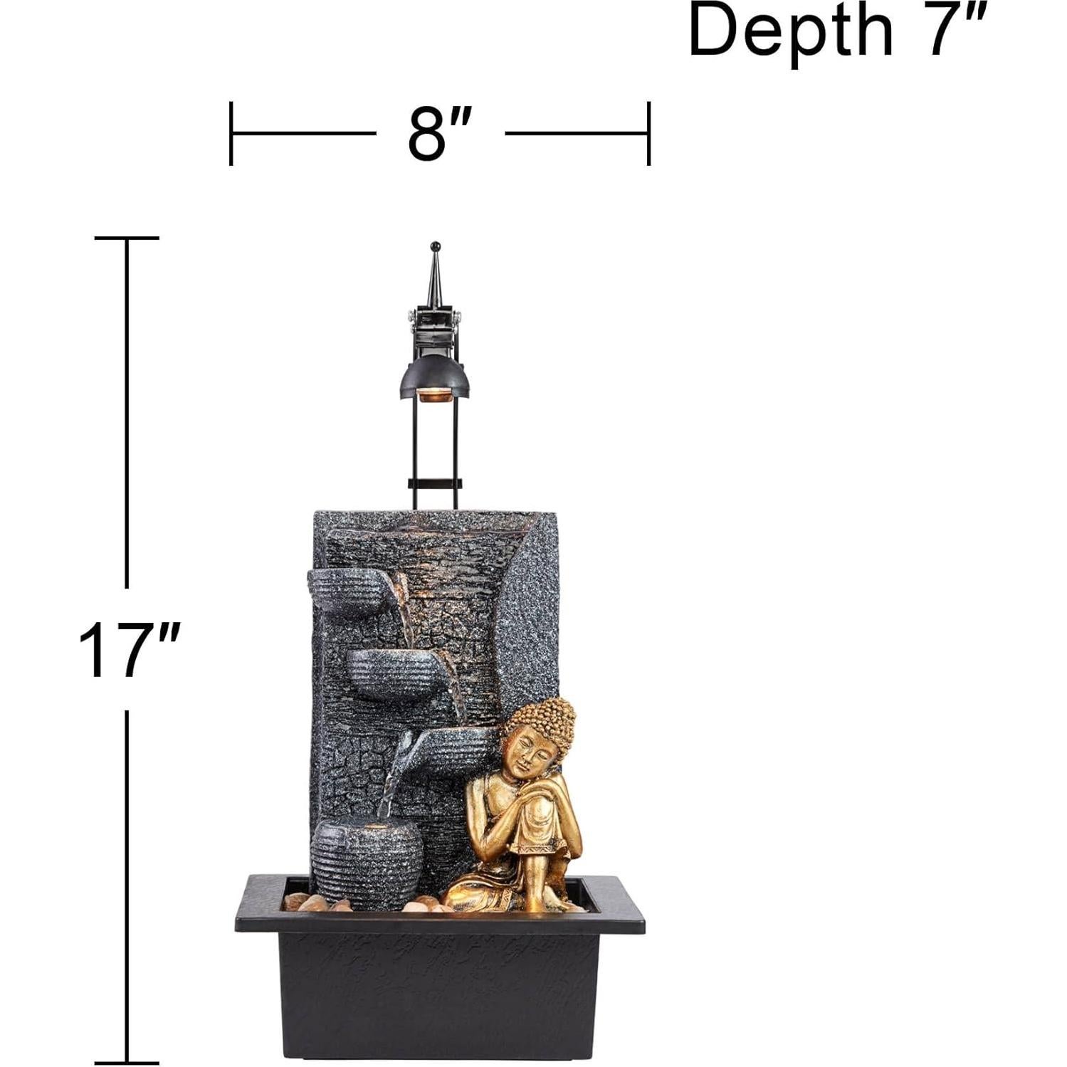 Fuente de Agua Buda Dorado 43 cm John Timberland LED