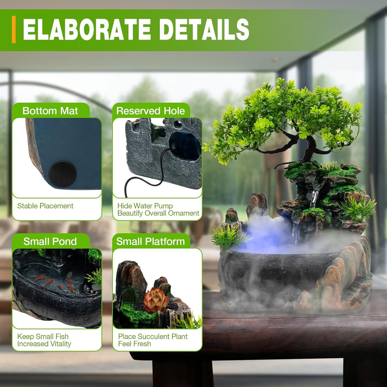 Fuente de Agua de Mesa CaLaOCO con Luces LED 29x22x28cm