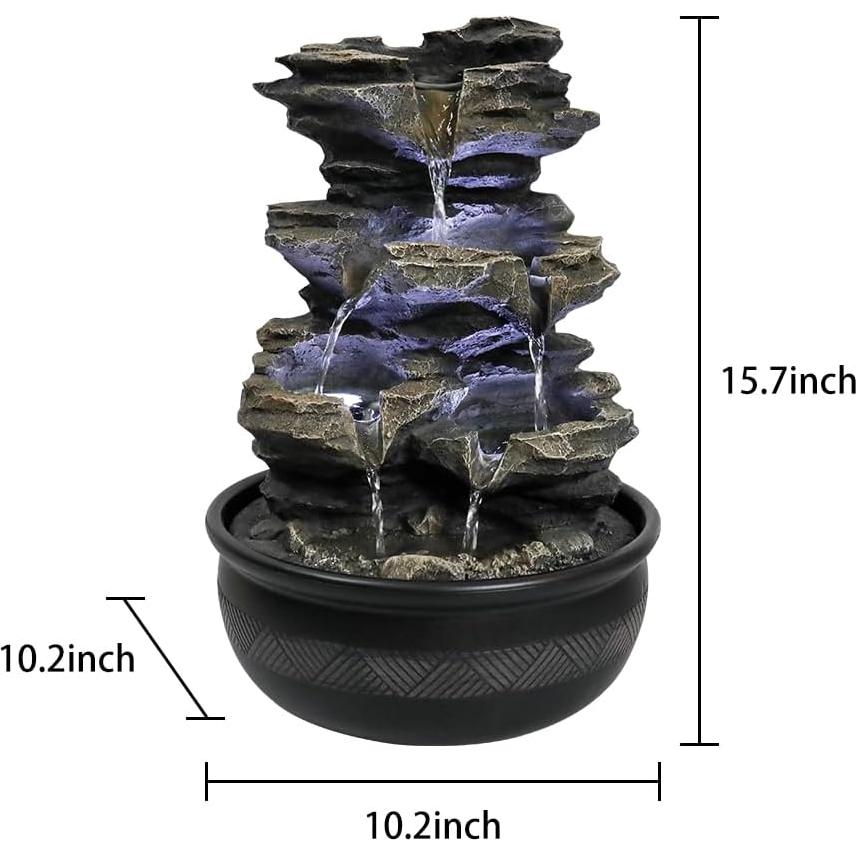 Fuente de Agua de Mesa xpiyaer 39.9 cm Gris con Luces LED