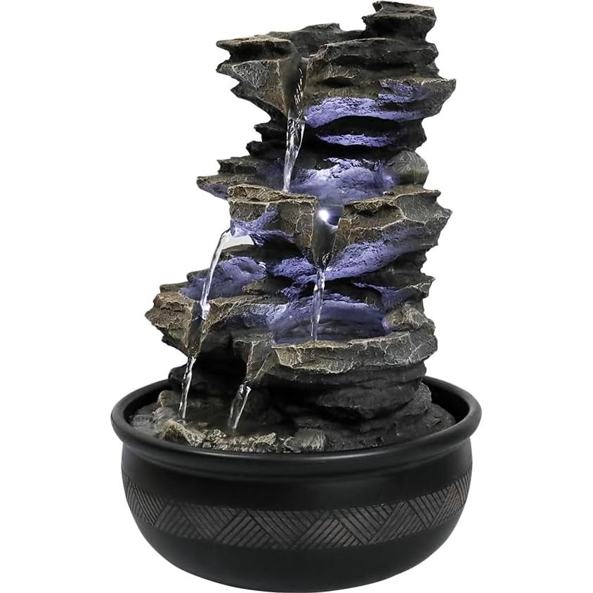 Fuente de Agua de Mesa xpiyaer 39.9 cm Gris con Luces LED