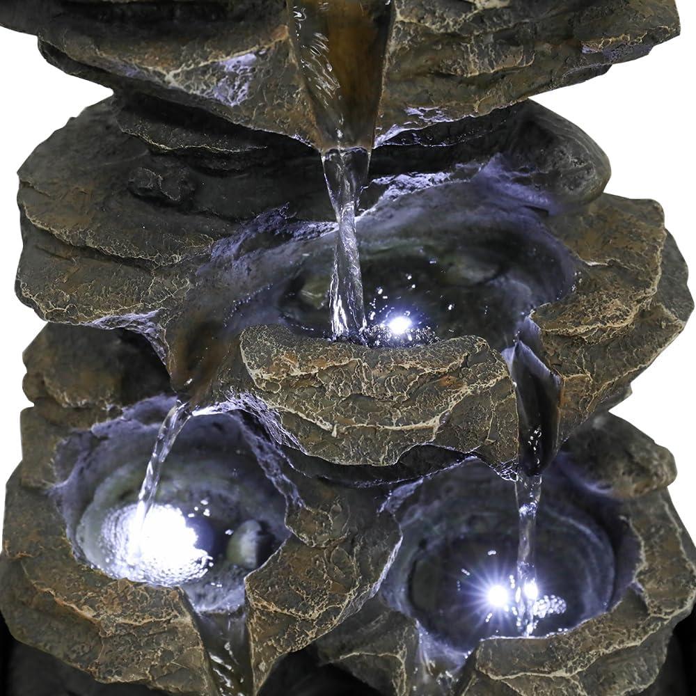 Fuente de Agua de Mesa xpiyaer 39.9 cm Gris con Luces LED