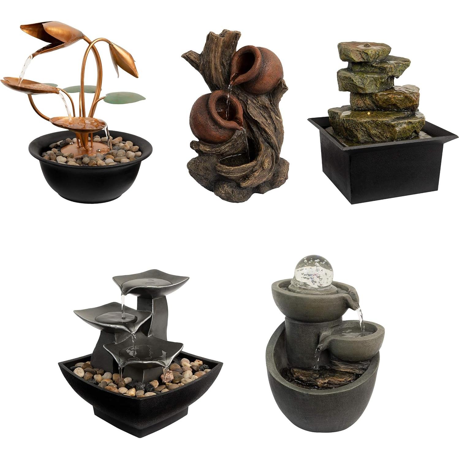 Fuente de Agua de Mesa Pure Garden 20 cm con Luz LED y Sonidos