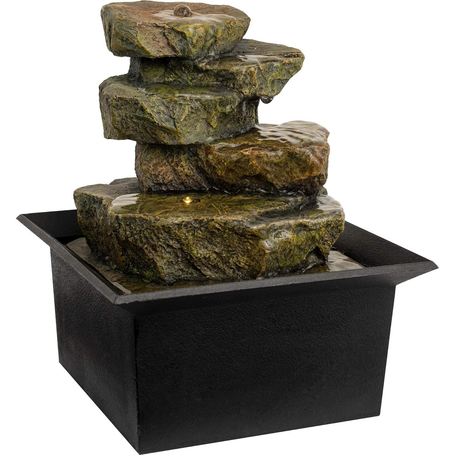 Fuente de Agua de Mesa Pure Garden 20 cm con Luz LED y Sonidos