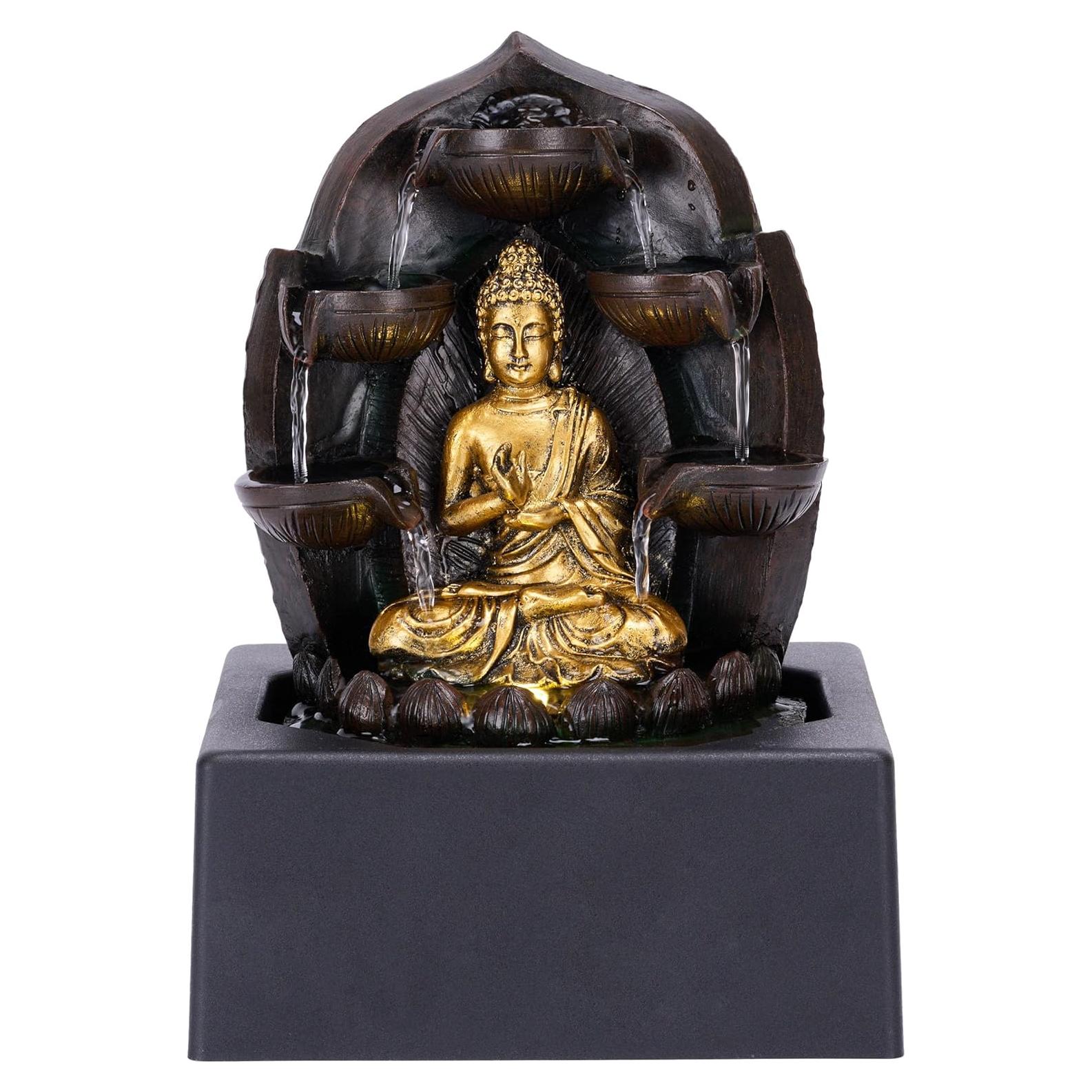 Fuente de Agua Buda Dorada COLECCIONES DE TERESA 33 cm LED