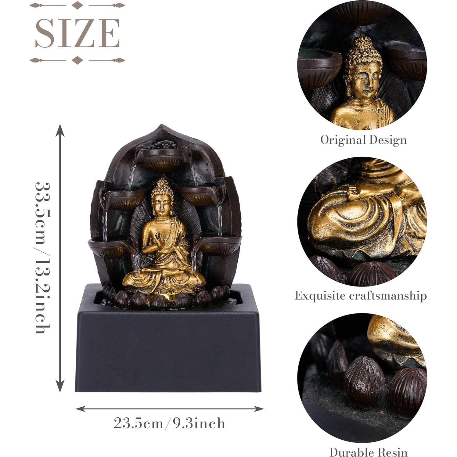 Fuente de Agua Buda Dorada COLECCIONES DE TERESA 33 cm LED