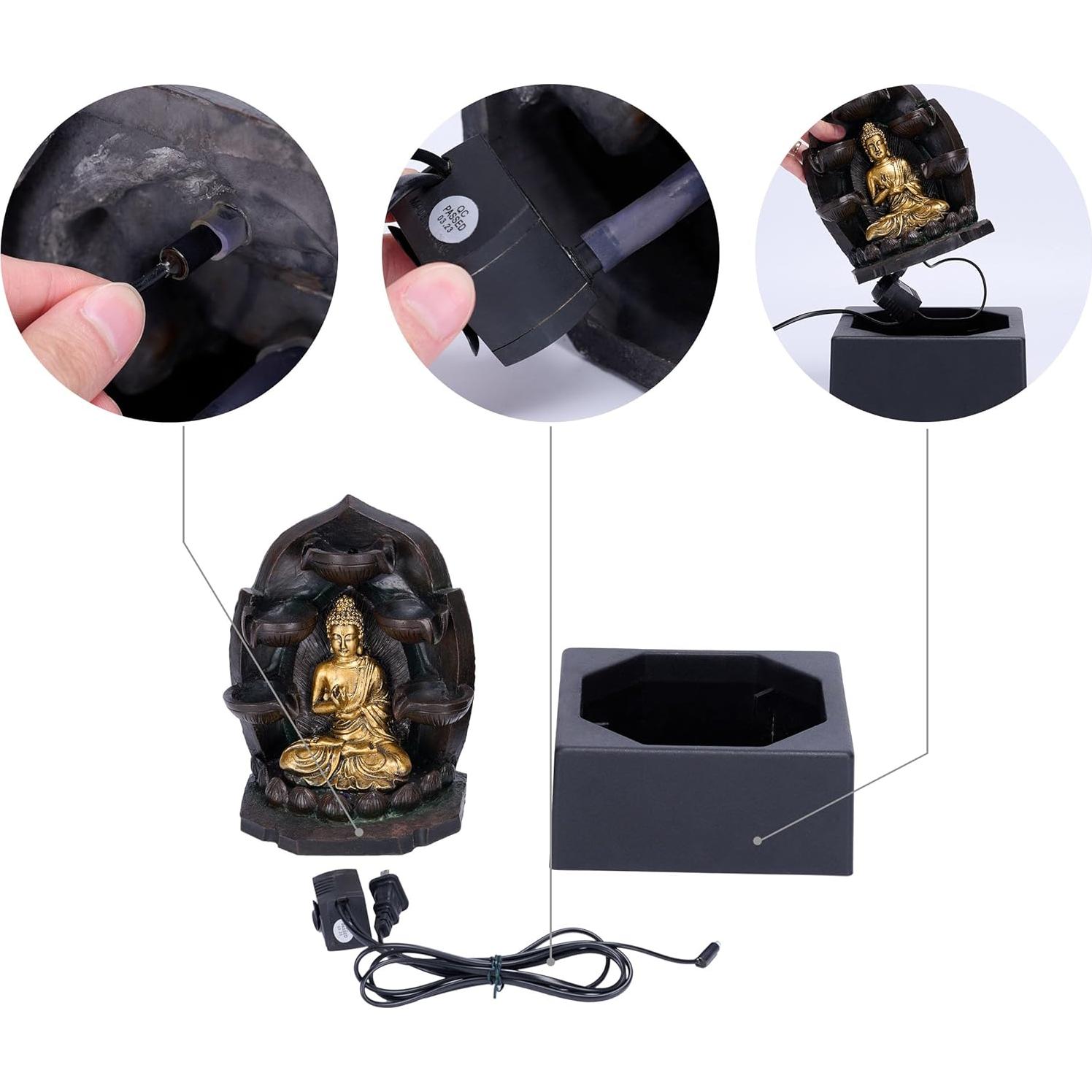 Fuente de Agua Buda Dorada COLECCIONES DE TERESA 33 cm LED