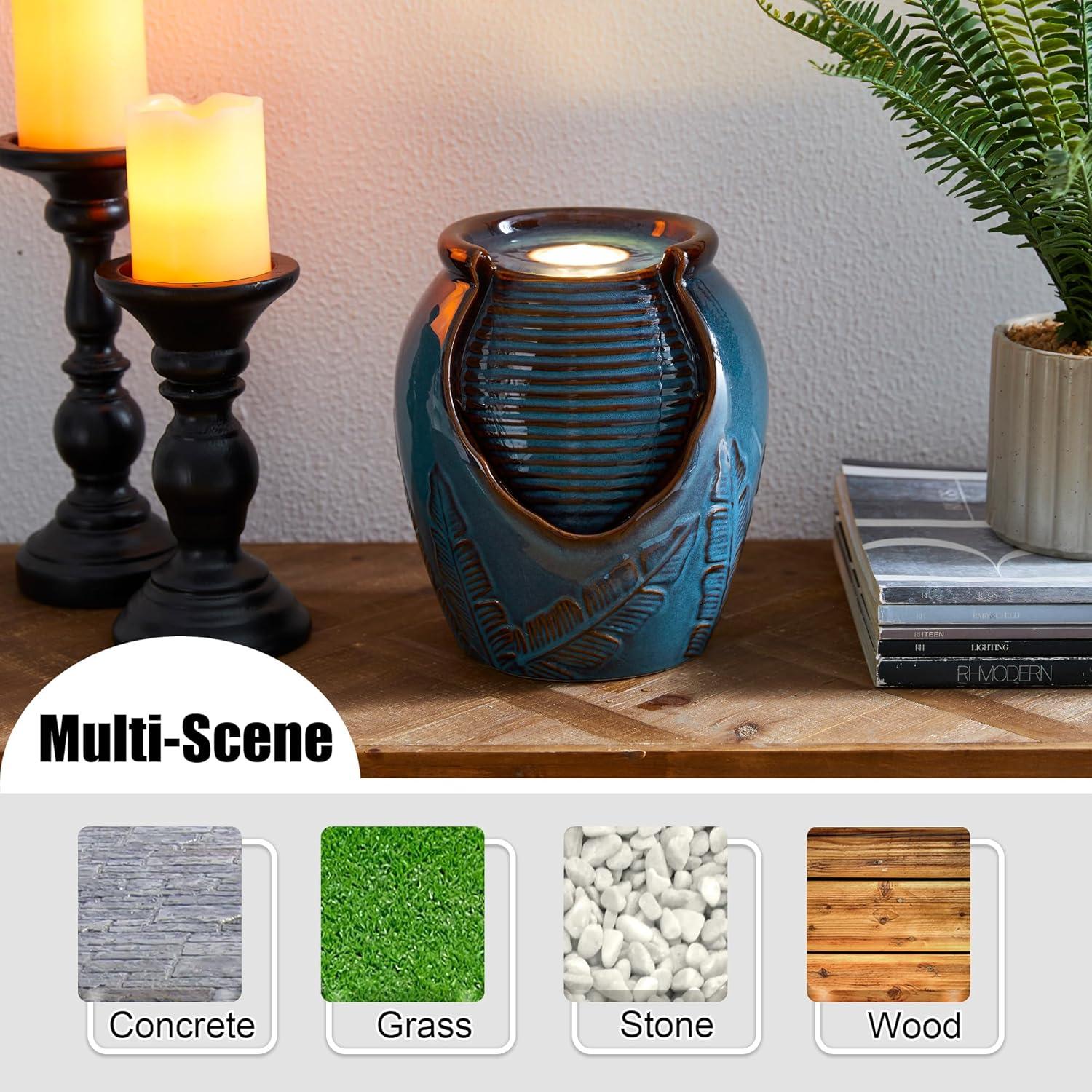 Fuente de Agua de Cerámica Glitzhome con Luz LED 23.5 cm