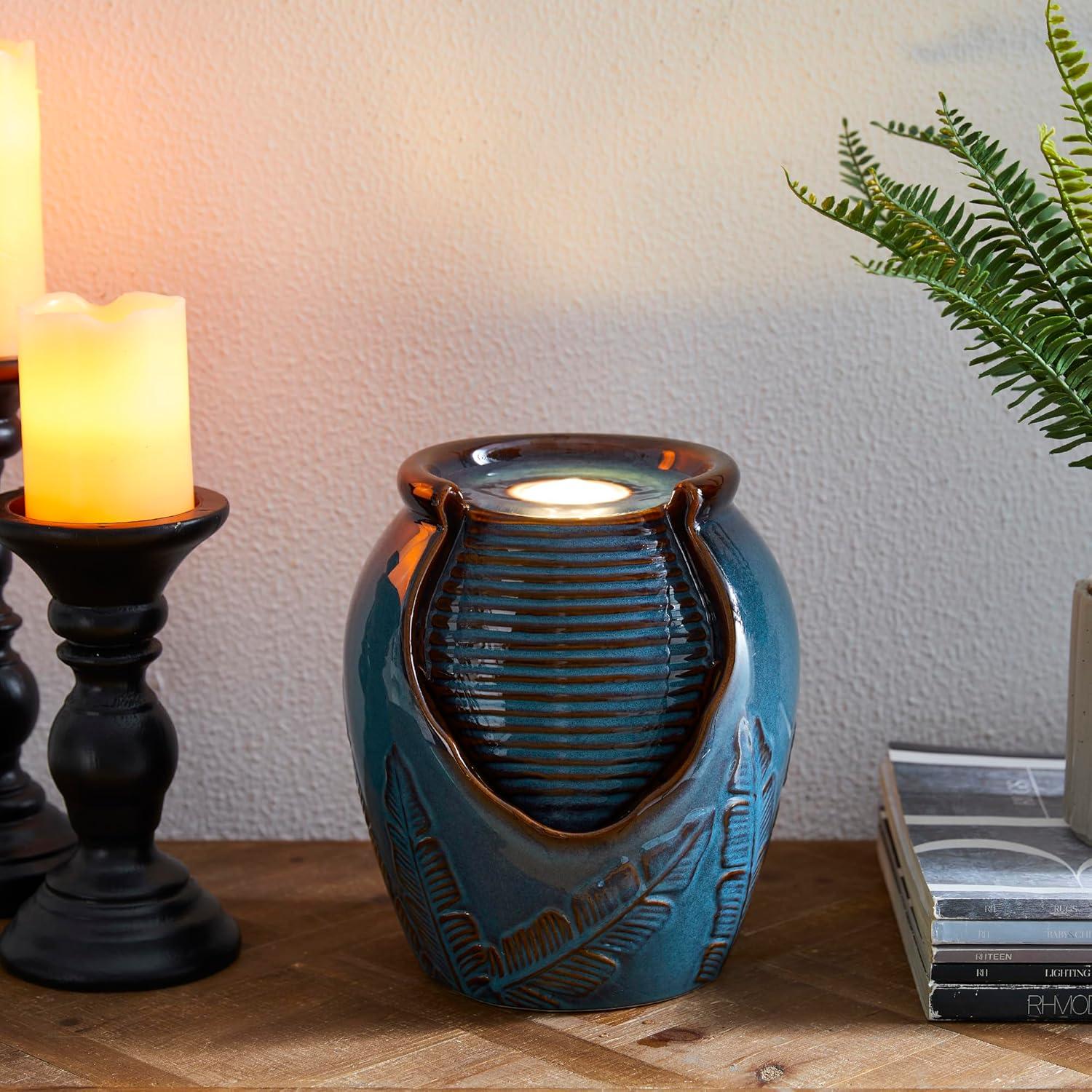 Fuente de Agua de Cerámica Glitzhome con Luz LED 23.5 cm