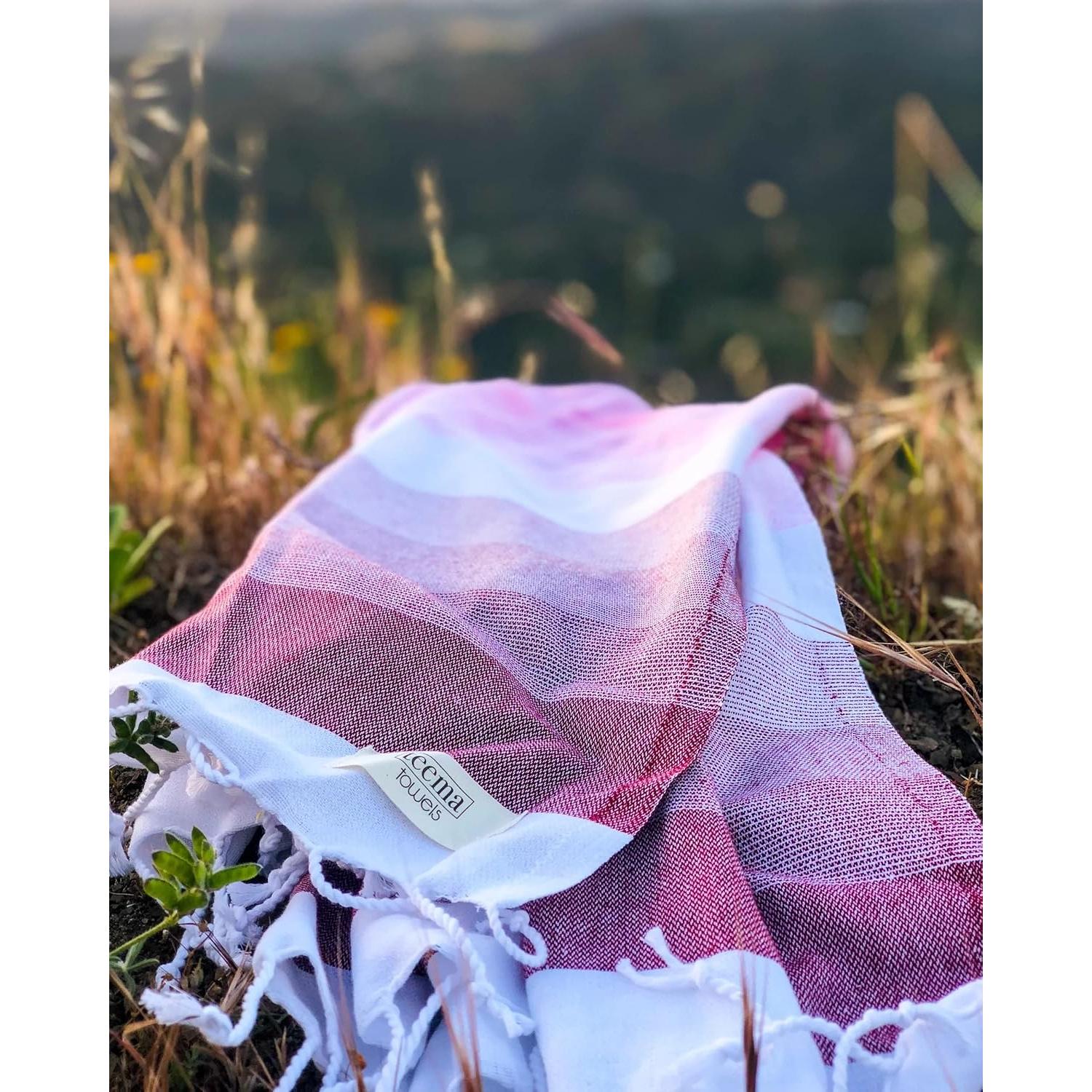 Toalla de Playa Teema Rosa Grande 100% Algodón Turco Multiuso