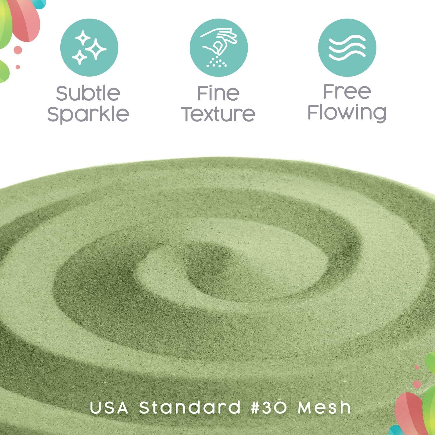 Arena de Color Verde Salvia y Blanco Sandsational Sparkle 0.45 kg