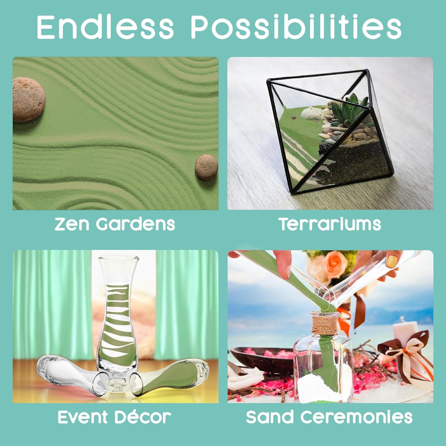 Arena de Color Verde Salvia y Blanco Sandsational Sparkle 0.45 kg