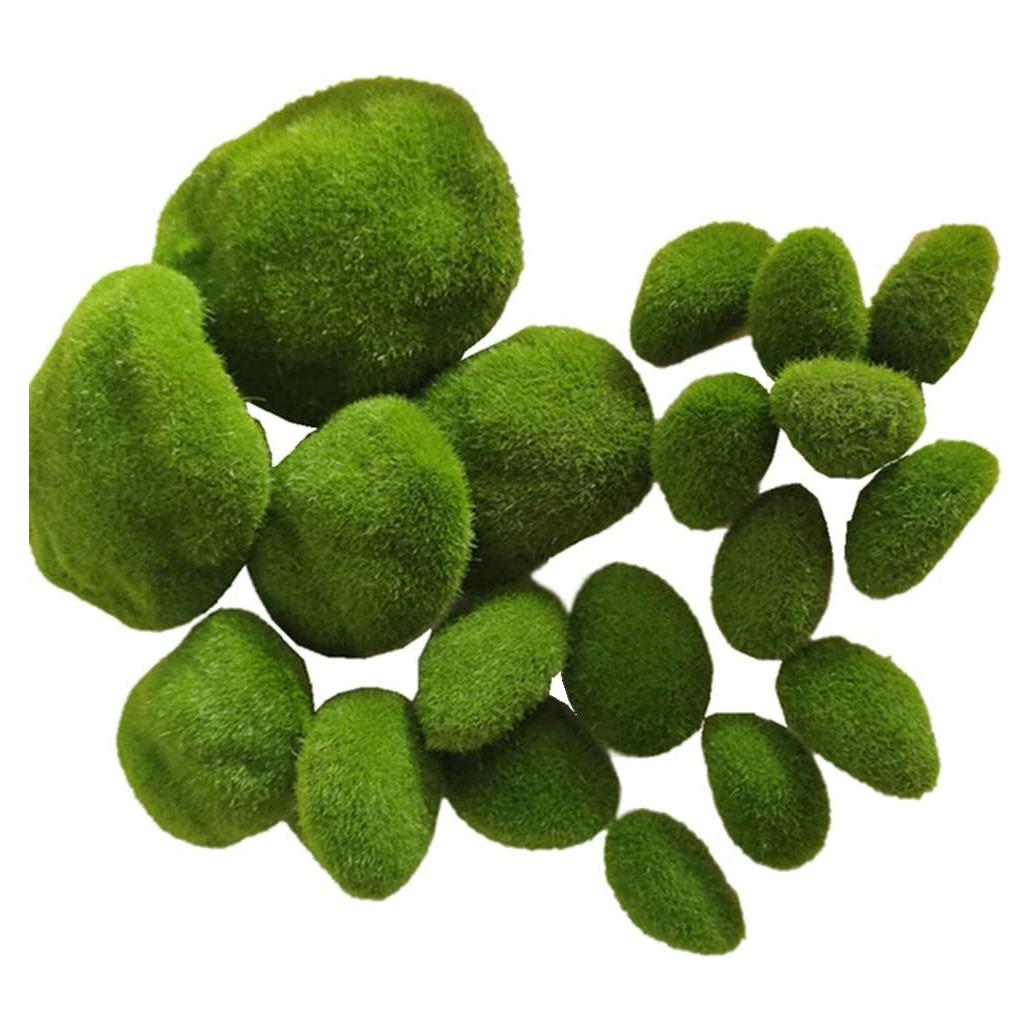 Rocas de Musgo Artificial Ebonee - 20 Piezas en 4 Tamaños