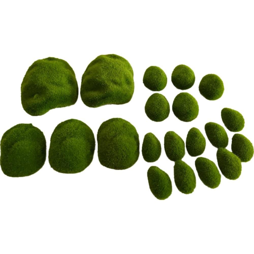 Rocas de Musgo Artificial Ebonee - 20 Piezas en 4 Tamaños