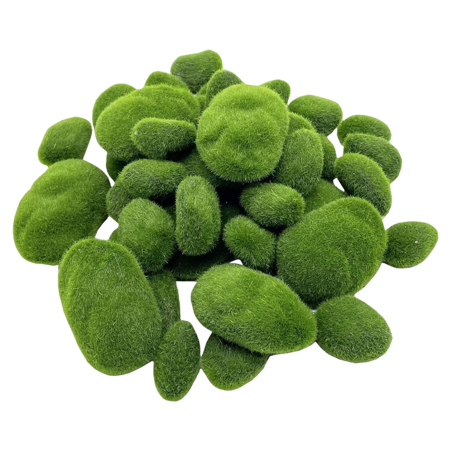40 Rocas de Musgo Artificial DUENEW Verde para Decoración
