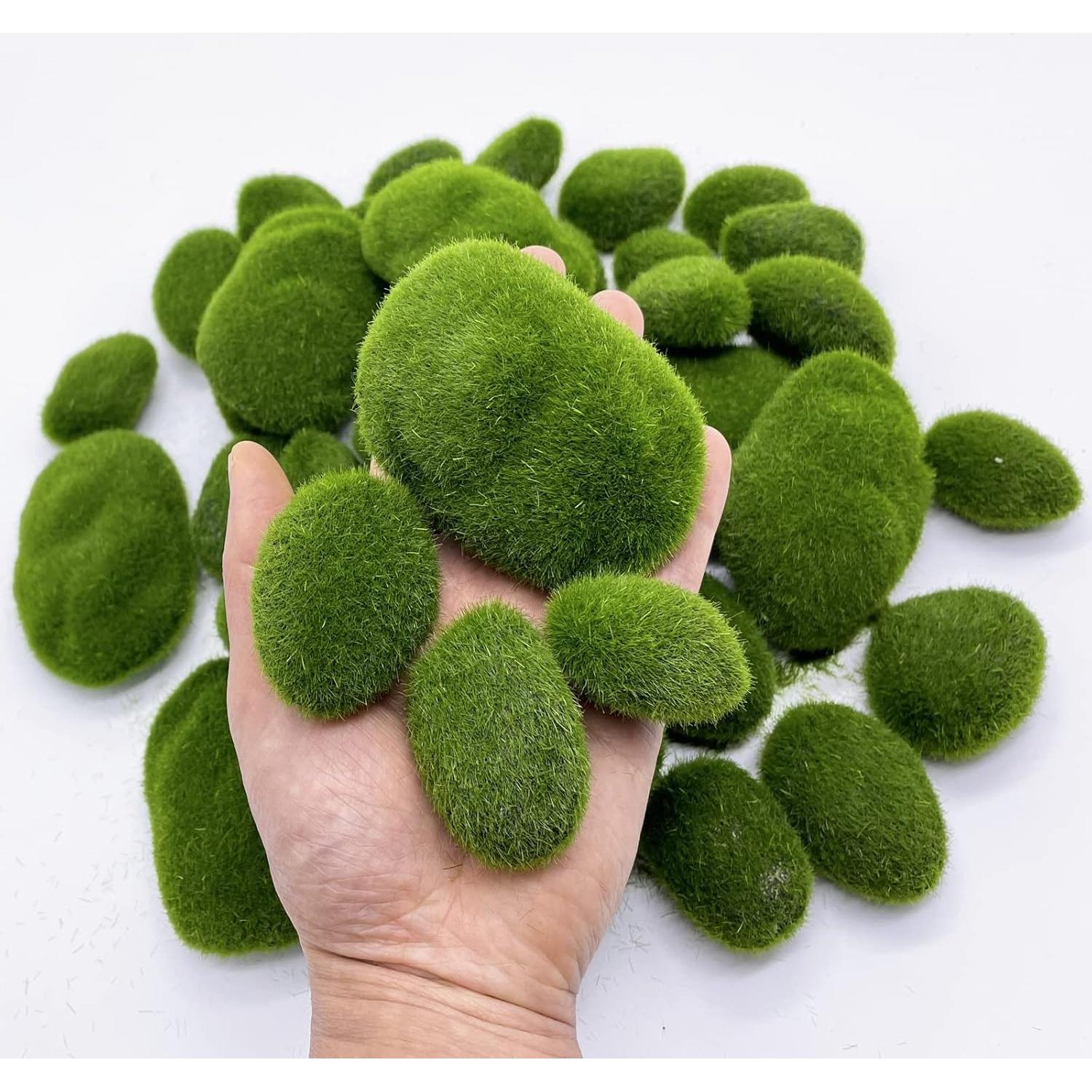 40 Rocas de Musgo Artificial DUENEW Verde para Decoración