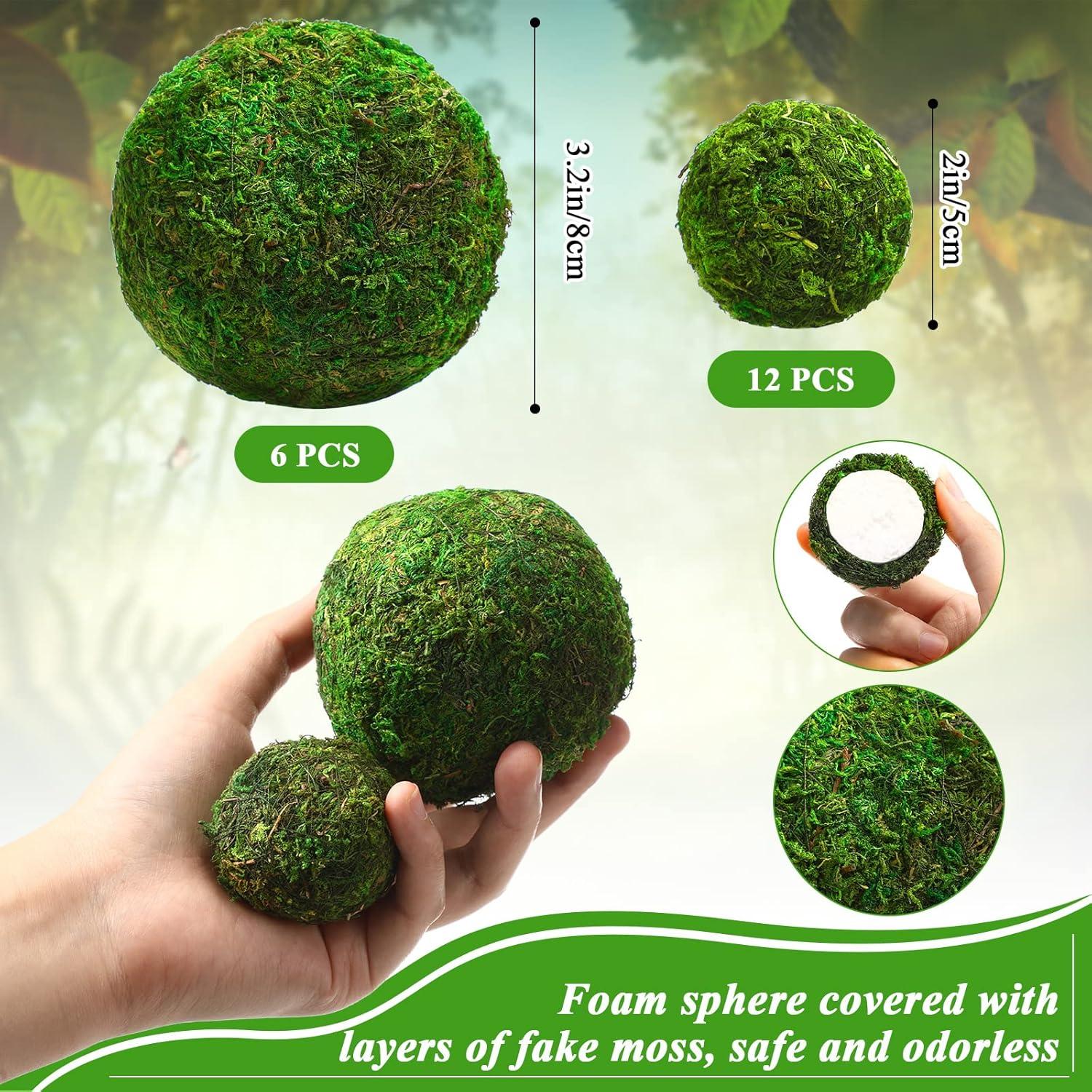 Yunsailing 36 Pcs Bolas Decorativas de Musgo y Cuerda para Jardín