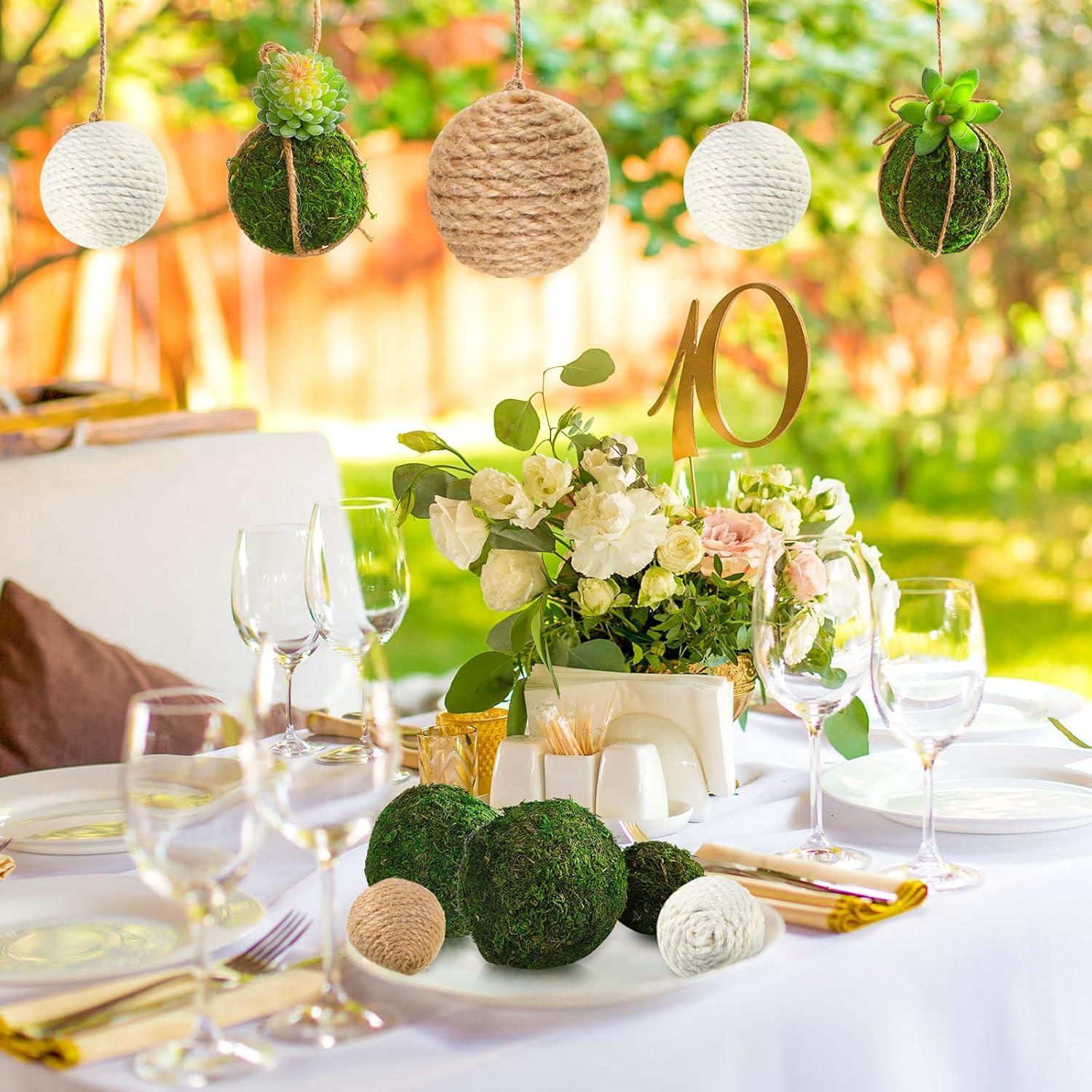 Yunsailing 36 Pcs Bolas Decorativas de Musgo y Cuerda para Jardín