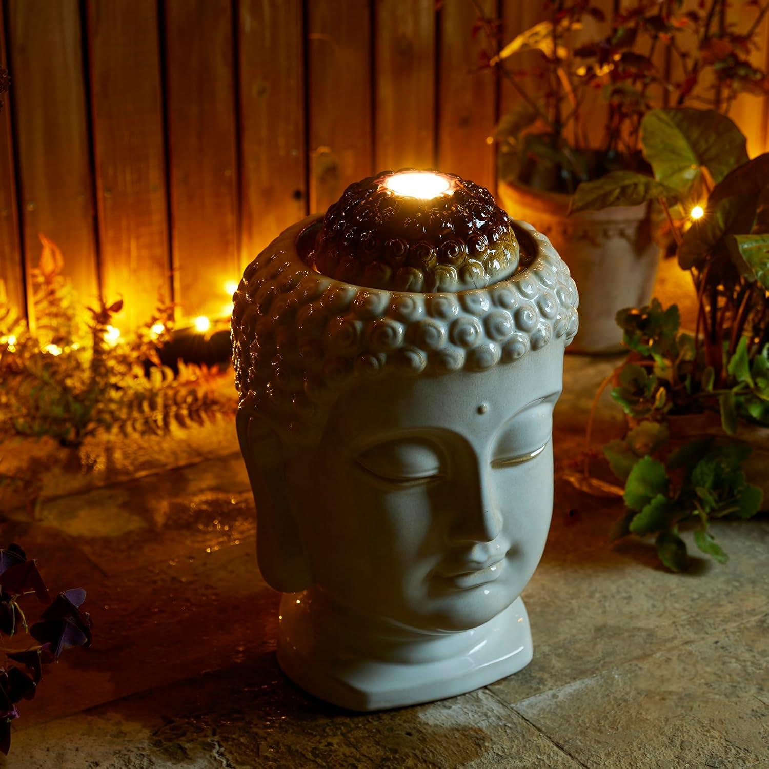 Fuente de Cabeza de Buda Glitzhome 47.6 cm Cerámica Beige