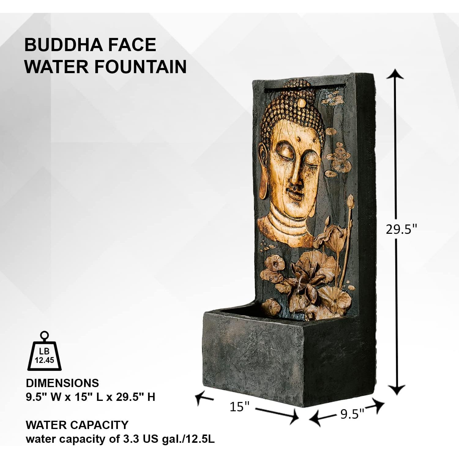 Fuente de Agua de Pared Buda Zen XBrand 74.9 cm con Bomba