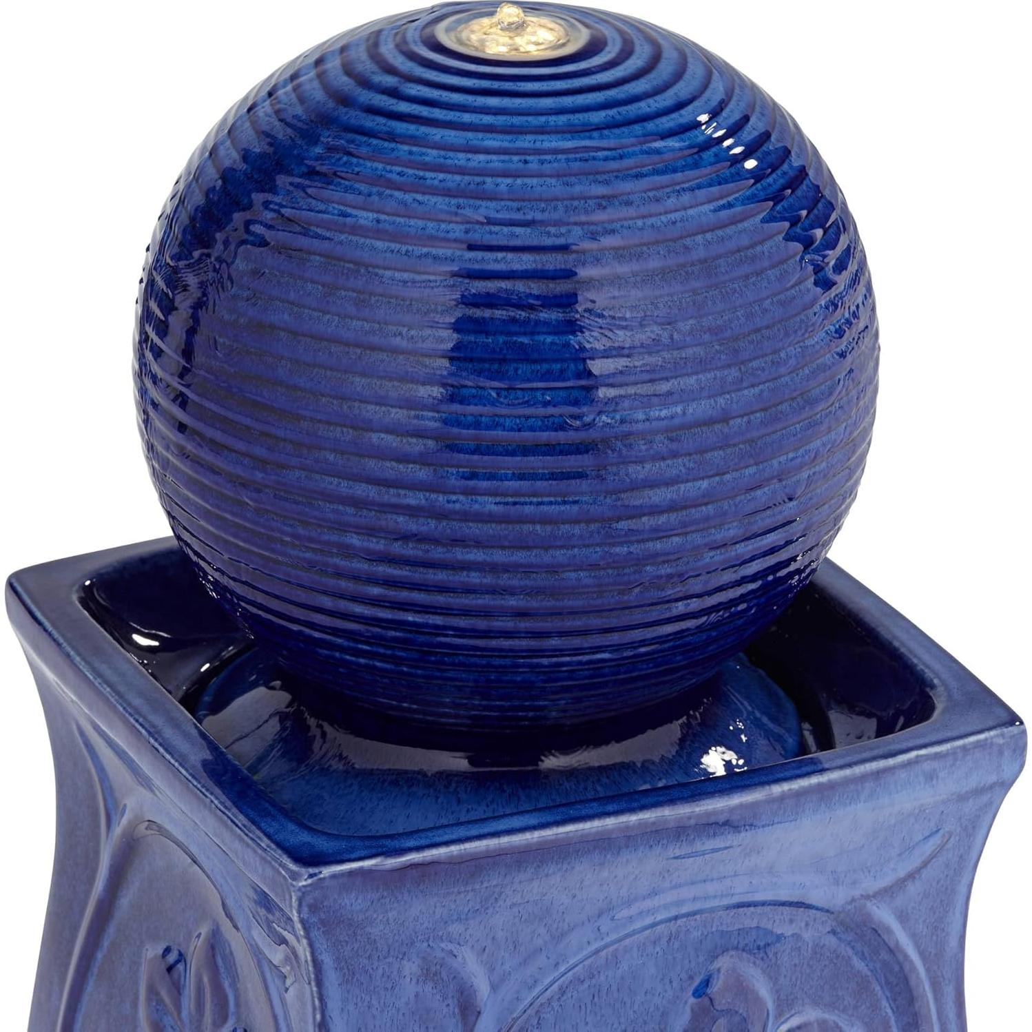 Fuente de Cerámica Azul John Timberland 74 cm con Luz LED