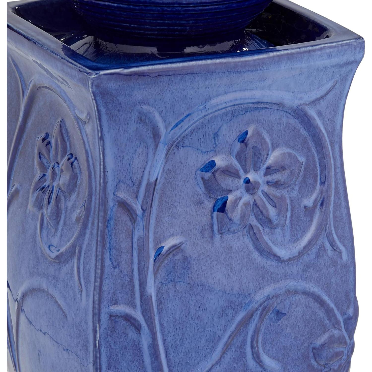 Fuente de Cerámica Azul John Timberland 74 cm con Luz LED