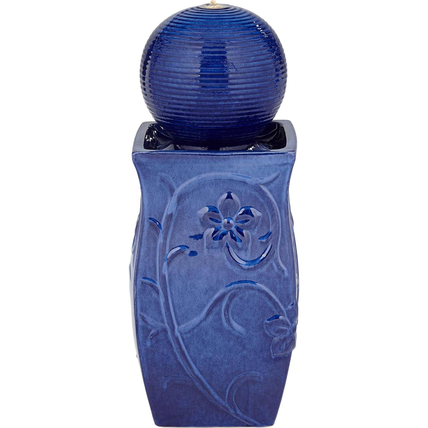 Fuente de Cerámica Azul John Timberland 74 cm con Luz LED