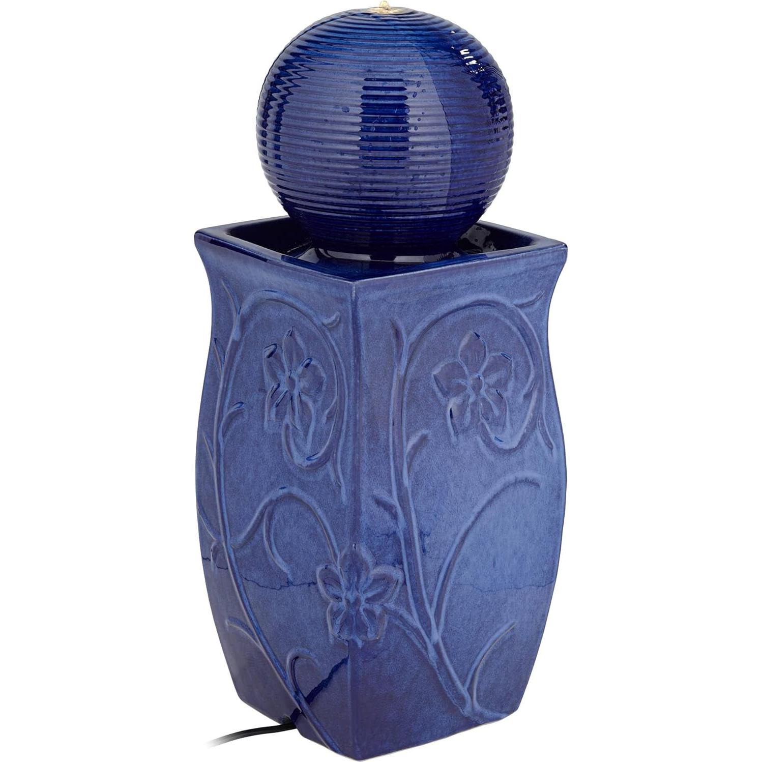 Fuente de Cerámica Azul John Timberland 74 cm con Luz LED